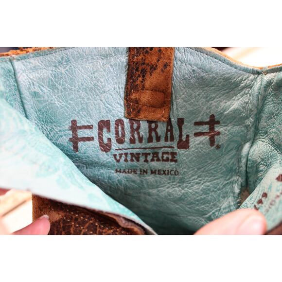 Corral Vintage-Distressed Cowboy Ankle Boots 7m - Picture 4 of 5